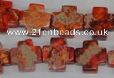 CDE561 15.5 inches 16*16mm cross dyed sea sediment jasper beads