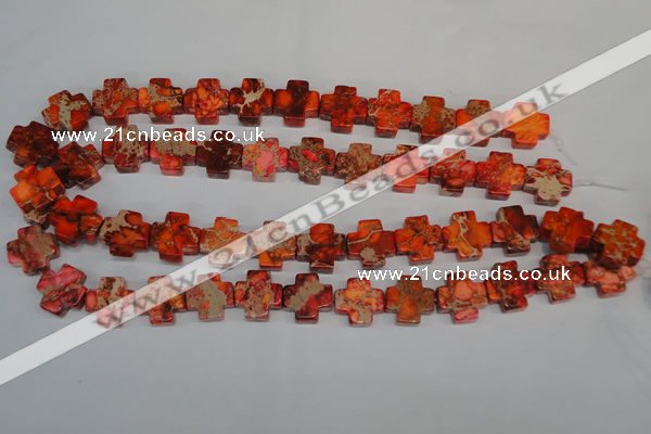 CDE561 15.5 inches 16*16mm cross dyed sea sediment jasper beads