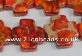 CDE563 15.5 inches 20*20mm cross dyed sea sediment jasper beads