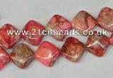 CDE568 15.5 inches 10*10mm diamond dyed sea sediment jasper beads