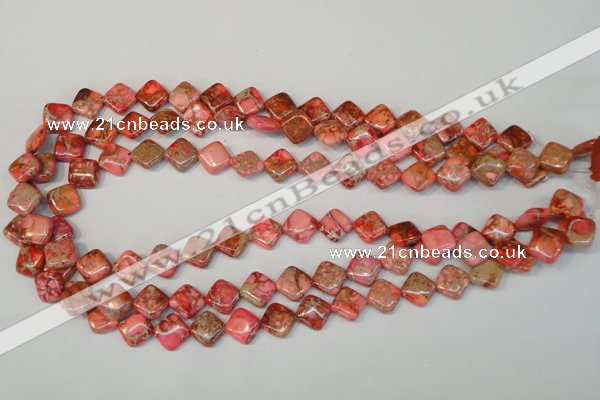 CDE568 15.5 inches 10*10mm diamond dyed sea sediment jasper beads