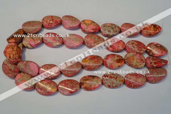 CDE575 15.5 inches 18*25mm twisted oval dyed sea sediment jasper beads