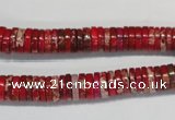 CDE601 15.5 inches 2*8mm heishi dyed sea sediment jasper beads