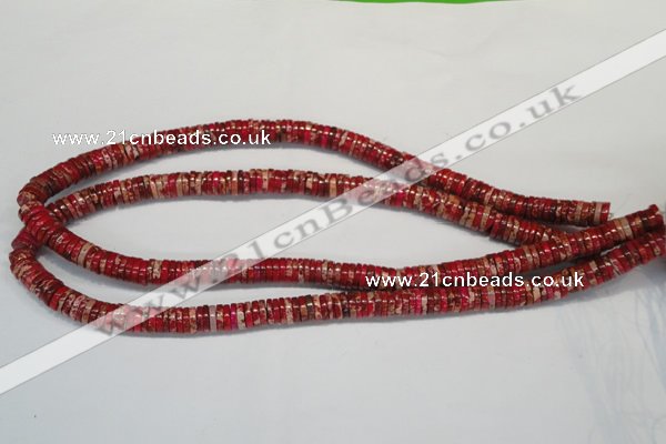 CDE601 15.5 inches 2*8mm heishi dyed sea sediment jasper beads