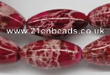 CDE609 15.5 inches 15*30mm rice dyed sea sediment jasper beads