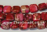 CDE621 15.5 inches 12*12mm square dyed sea sediment jasper beads