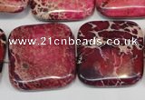 CDE626 15.5 inches 25*25mm square dyed sea sediment jasper beads