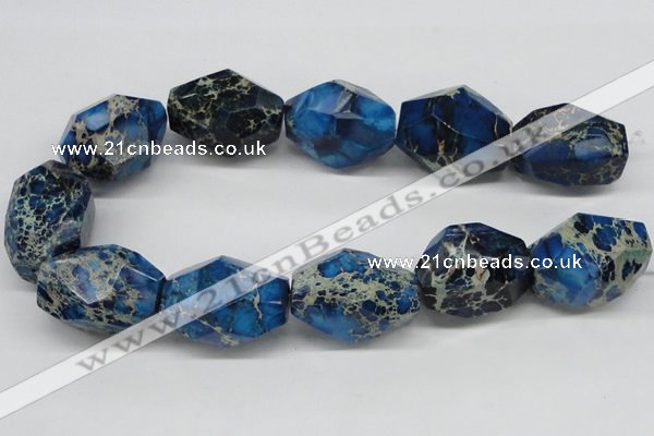 CDE65 15.5 inches 25*35mm faceted nuggets dyed sea sediment jasper beads