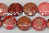 CDE655 15.5 inches 16mm flat round dyed sea sediment jasper beads