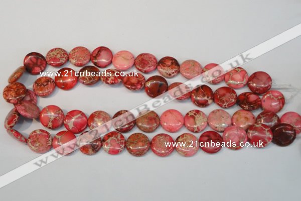 CDE655 15.5 inches 16mm flat round dyed sea sediment jasper beads