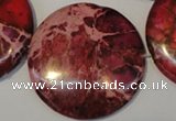 CDE660 15.5 inches 35mm flat round dyed sea sediment jasper beads