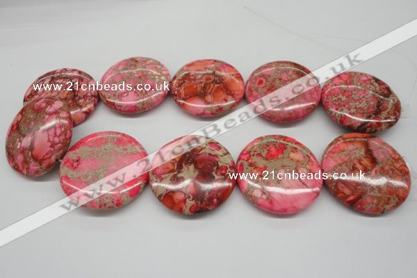 CDE661 15.5 inches 40mm flat round dyed sea sediment jasper beads