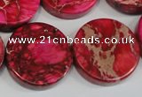 CDE665 15.5 inches 25mm coin dyed sea sediment jasper beads