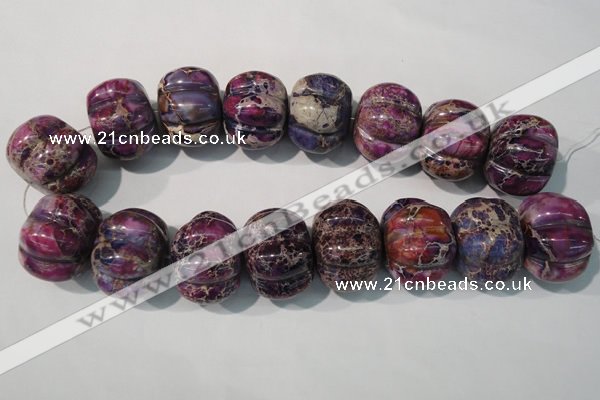 CDE702 15.5 inches 26*32mm pumpkin dyed sea sediment jasper beads