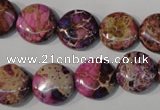 CDE706 15.5 inches 14mm flat round dyed sea sediment jasper beads