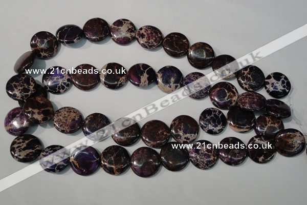 CDE707 15.5 inches 20mm flat round dyed sea sediment jasper beads