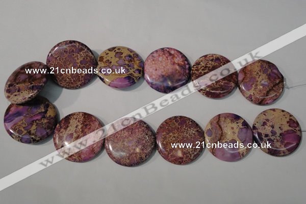 CDE708 15.5 inches 35mm flat round dyed sea sediment jasper beads