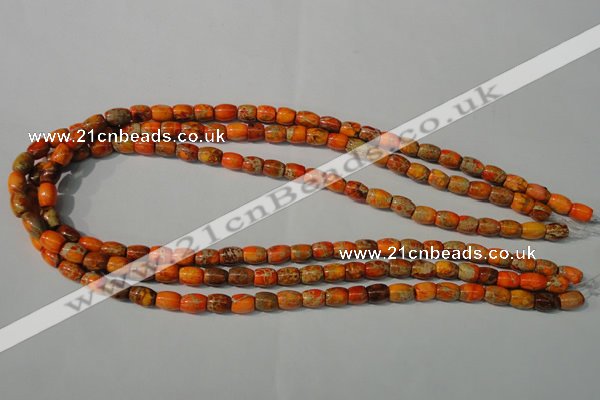 CDE740 15.5 inches 5*8mm drum dyed sea sediment jasper beads