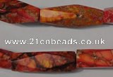 CDE744 15.5 inches 8*30mm faceted rice dyed sea sediment jasper beads