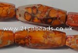 CDE745 15.5 inches 13*42mm faceted rice dyed sea sediment jasper beads