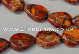 CDE754 15.5 inches 13*18mm flat teardrop dyed sea sediment jasper beads