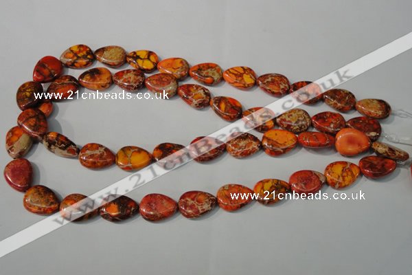 CDE754 15.5 inches 13*18mm flat teardrop dyed sea sediment jasper beads