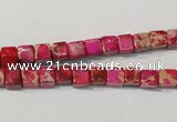 CDE780 15.5 inches 5*5mm cube dyed sea sediment jasper beads