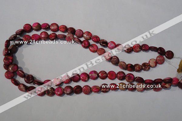 CDE785 15.5 inches 10mm flat round dyed sea sediment jasper beads