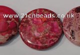 CDE788 15.5 inches 30mm flat round dyed sea sediment jasper beads