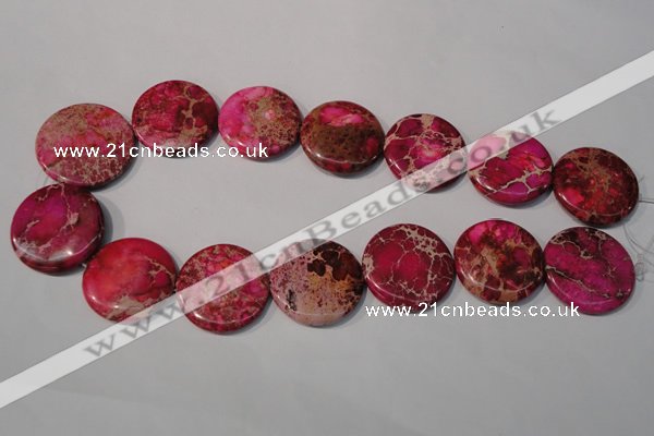 CDE788 15.5 inches 30mm flat round dyed sea sediment jasper beads