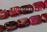 CDE796 15.5 inches 10*14mm rectangle dyed sea sediment jasper beads