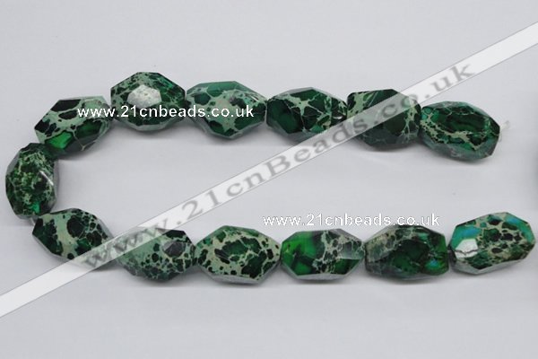 CDE80 15.5 inches 20*30mm faceted nuggets dyed sea sediment jasper beads