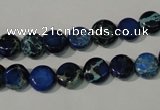 CDE905 15.5 inches 8mm flat round dyed sea sediment jasper beads