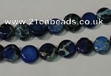 CDE905 15.5 inches 8mm flat round dyed sea sediment jasper beads