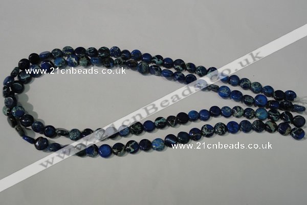 CDE905 15.5 inches 8mm flat round dyed sea sediment jasper beads