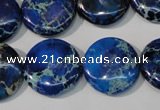 CDE908 15.5 inches 20mm flat round dyed sea sediment jasper beads