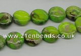 CDE91 15.5 inches 12mm flat round dyed sea sediment jasper beads