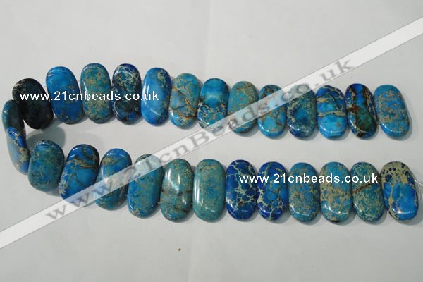 CDE917 15.5 inches 15*30mm oval double drilled dyed sea sediment jasper beads