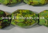 CDE933 15.5 inches 19*30mm faceted nuggets dyed sea sediment jasper beads