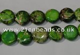 CDE936 15.5 inches 10mm flat round dyed sea sediment jasper beads