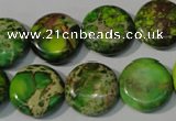 CDE937 15.5 inches 16mm flat round dyed sea sediment jasper beads