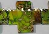 CDE954 15.5 inches 45*45mm cross dyed sea sediment jasper beads