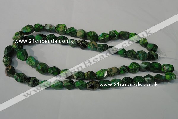 CDE963 15.5 inches 10*14mm faceted nuggets dyed sea sediment jasper beads