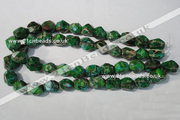 CDE964 15.5 inches 14*17mm faceted nuggets dyed sea sediment jasper beads