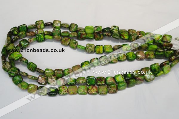 CDI120 15.5 inches 10*10mm square dyed imperial jasper beads