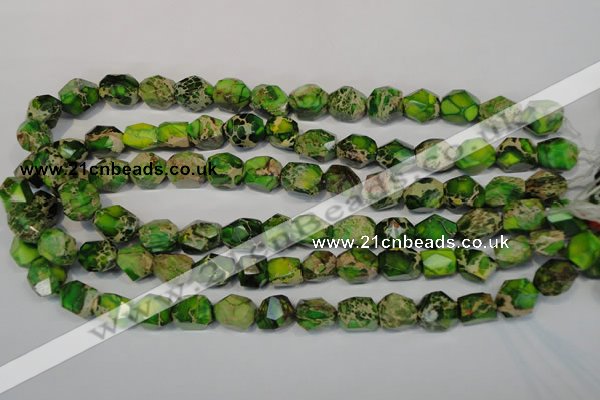 CDI155 15.5 inches 10*12mm faceted nugget dyed imperial jasper beads