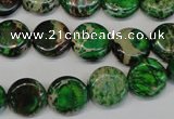 CDI170 15.5 inches 12mm flat round dyed imperial jasper beads