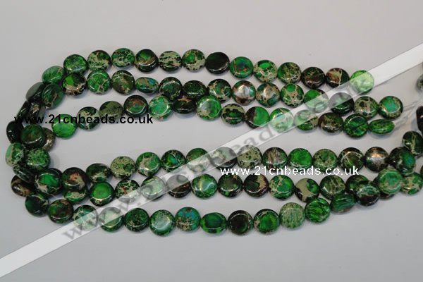 CDI170 15.5 inches 12mm flat round dyed imperial jasper beads