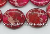 CDI18 16 inches 25mm flat round dyed imperial jasper beads wholesale