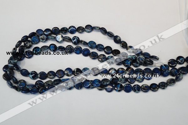 CDI230 15.5 inches 10mm flat round dyed imperial jasper beads